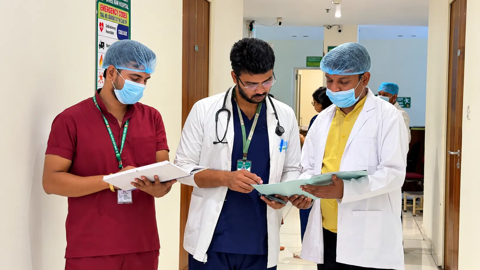 Hospital team reviewing patient records
