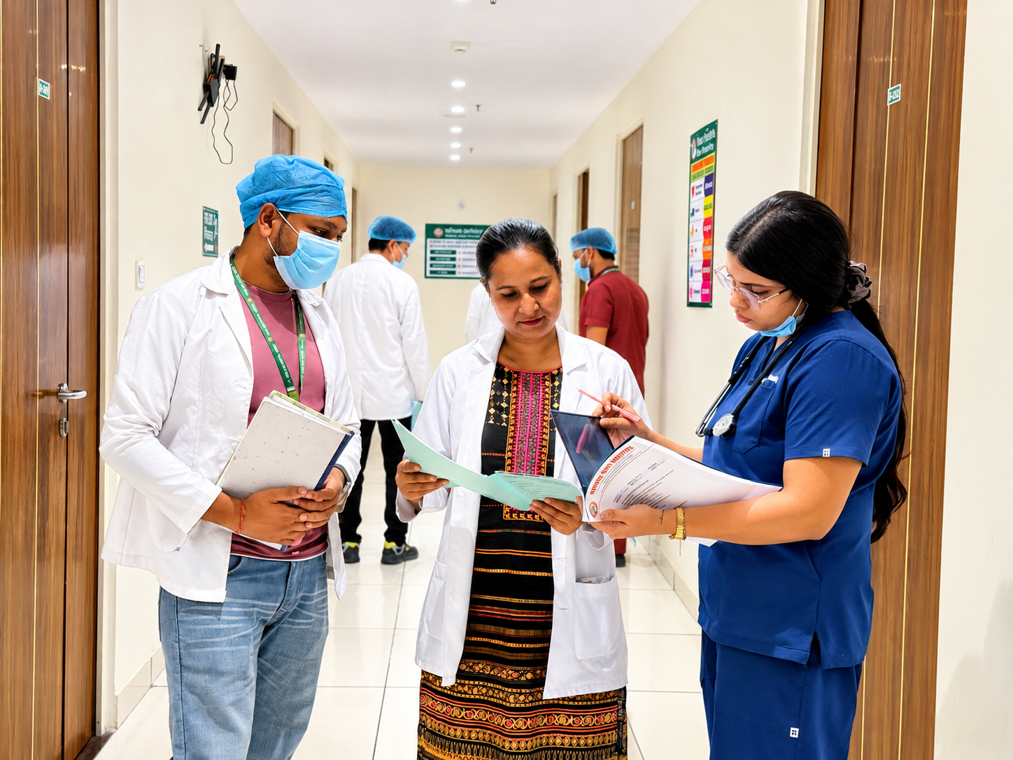 Collaborative Chart Review in Hospital Corridor