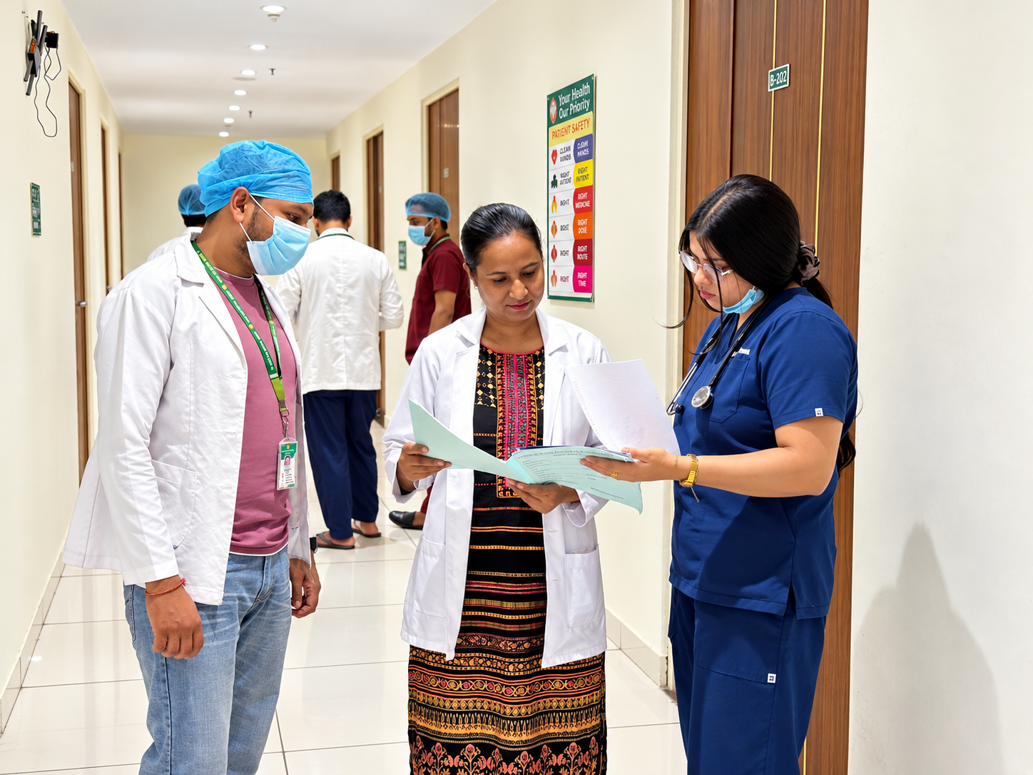 Hospital Team Reviewing Patient Safety Documents